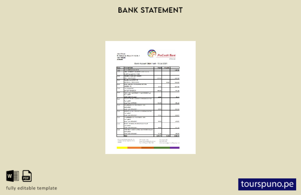 listo para imprimir plantilla de extracto bancario ProCredit de Albania